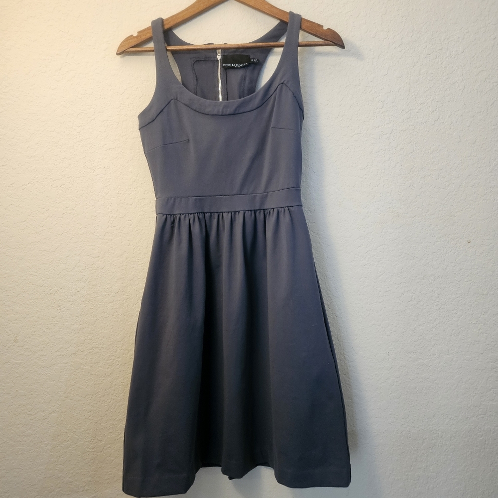Cynthia Rowley Sheath‎ Day Dress Womens XS Dark Grey Classic Minimalist Rear Zip